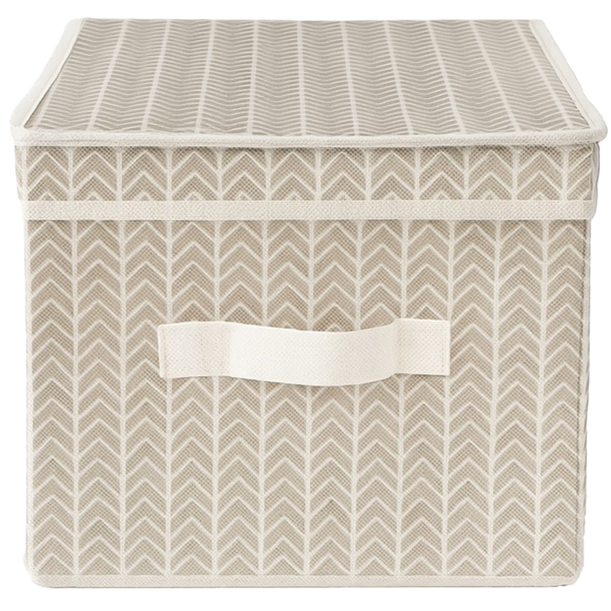 Organizer tekstylny z pokrywą i uchwytem wzór jodełka 40x30x25 cm