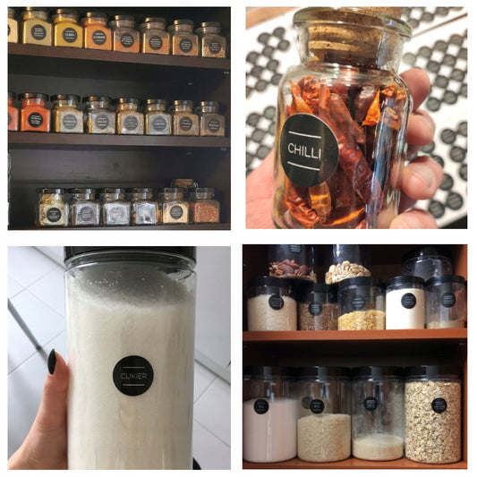 Naklejki na przyprawy z nazwami 200szt, czarne