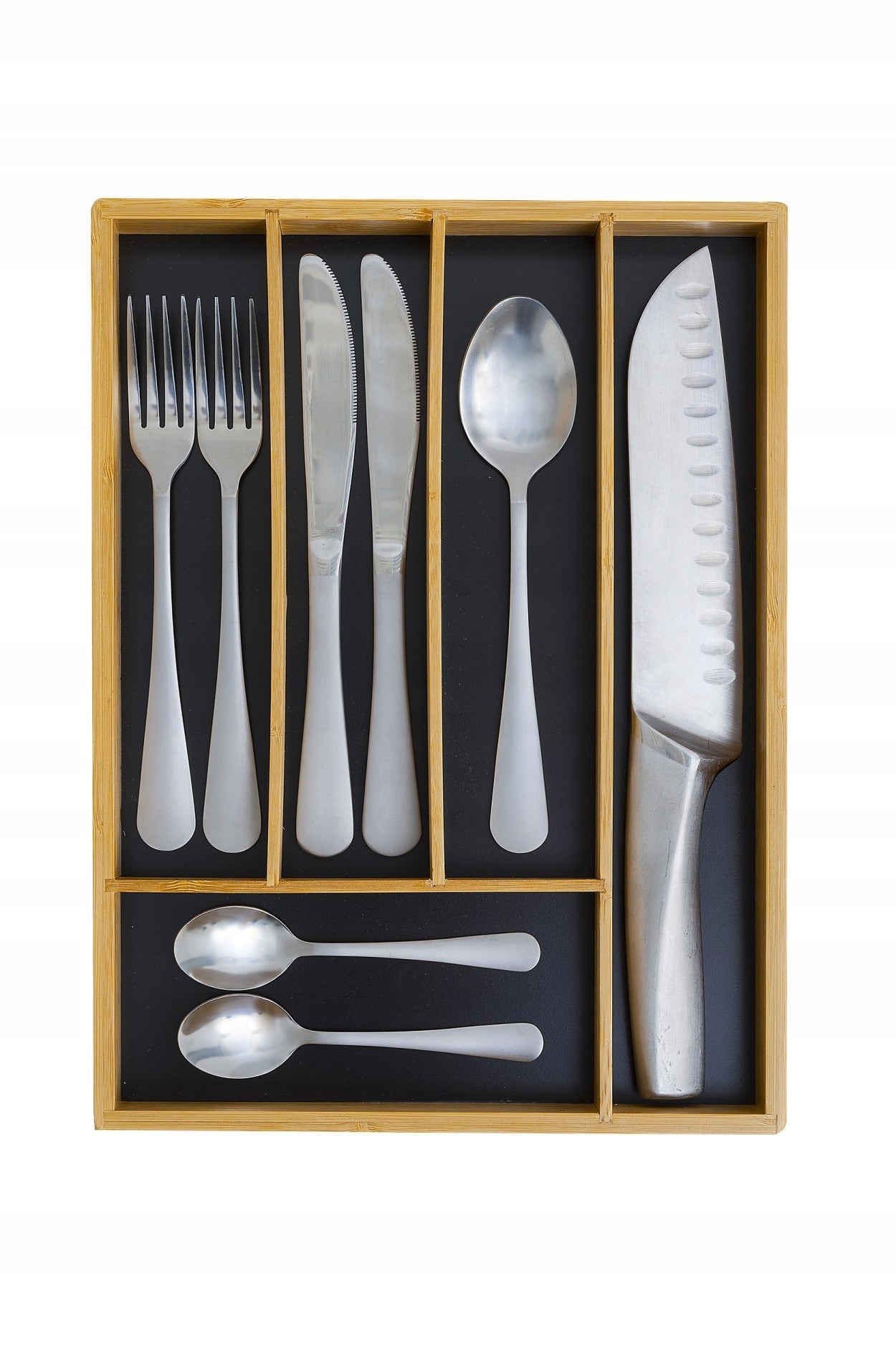 Organizer na sztućce do szuflady z przegródkami, bambusowy