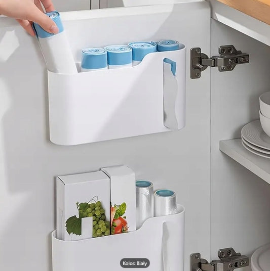 Pojemnik dyspenser do szafki na worki do śmieci, biały