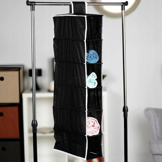 Organizer wiszący do szafy na buty, ubrania z półkami, czarny