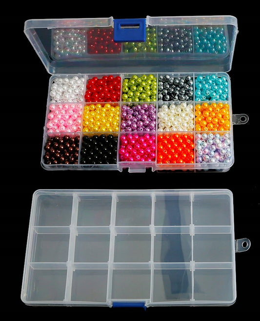 Pojemnik na drobiazgi z 15 przegródkami, bezbarwny