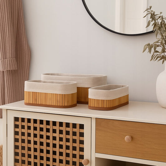 Zestaw 3x Koszyczek bambusowy otwarty