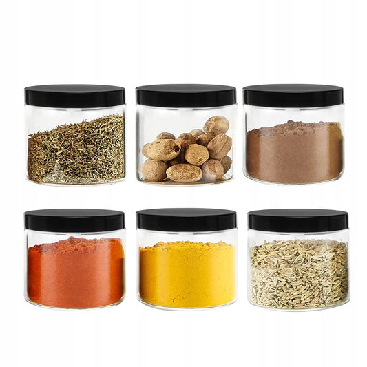 Zestaw 6x Słoik plastikowy z zakrętką na drobiazgi przyprawy, 200 ml