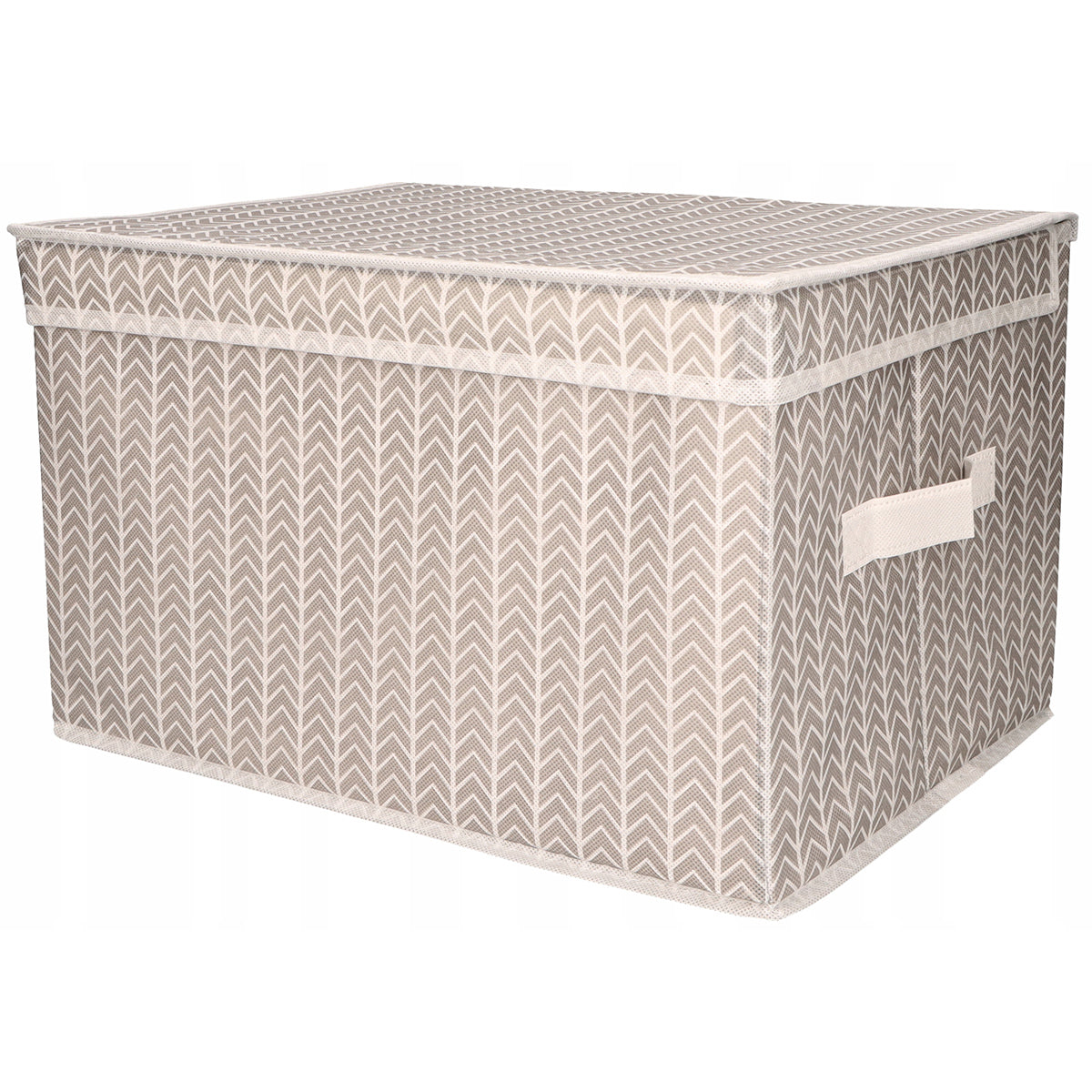 Organizer tekstylny z pokrywą i uchwytem wzór jodełka 40x30x25 cm