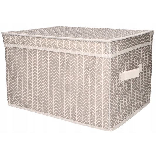 Organizer tekstylny z pokrywą i uchwytem wzór jodełka 40x30x25 cm