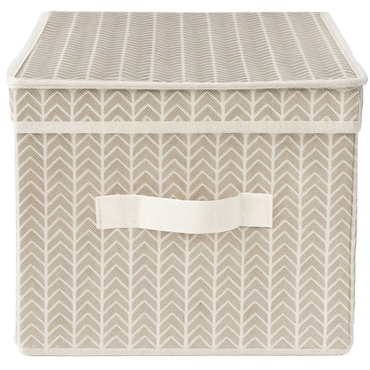 Organizer tekstylny z pokrywą i uchwytem wzór jodełka 40x30x25 cm