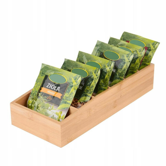 Organizer na przyprawy z 6 przegródkami, bambusowy