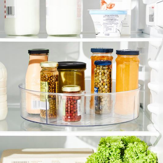 Organizer obrotowy 360° z przegródkami do kuchni, przeźroczysty