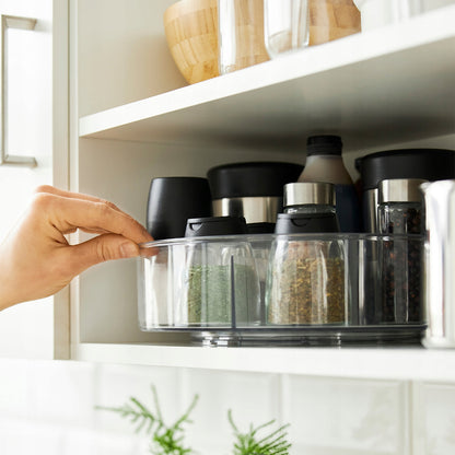 Organizer obrotowy 360° z przegródkami do kuchni, przeźroczysty