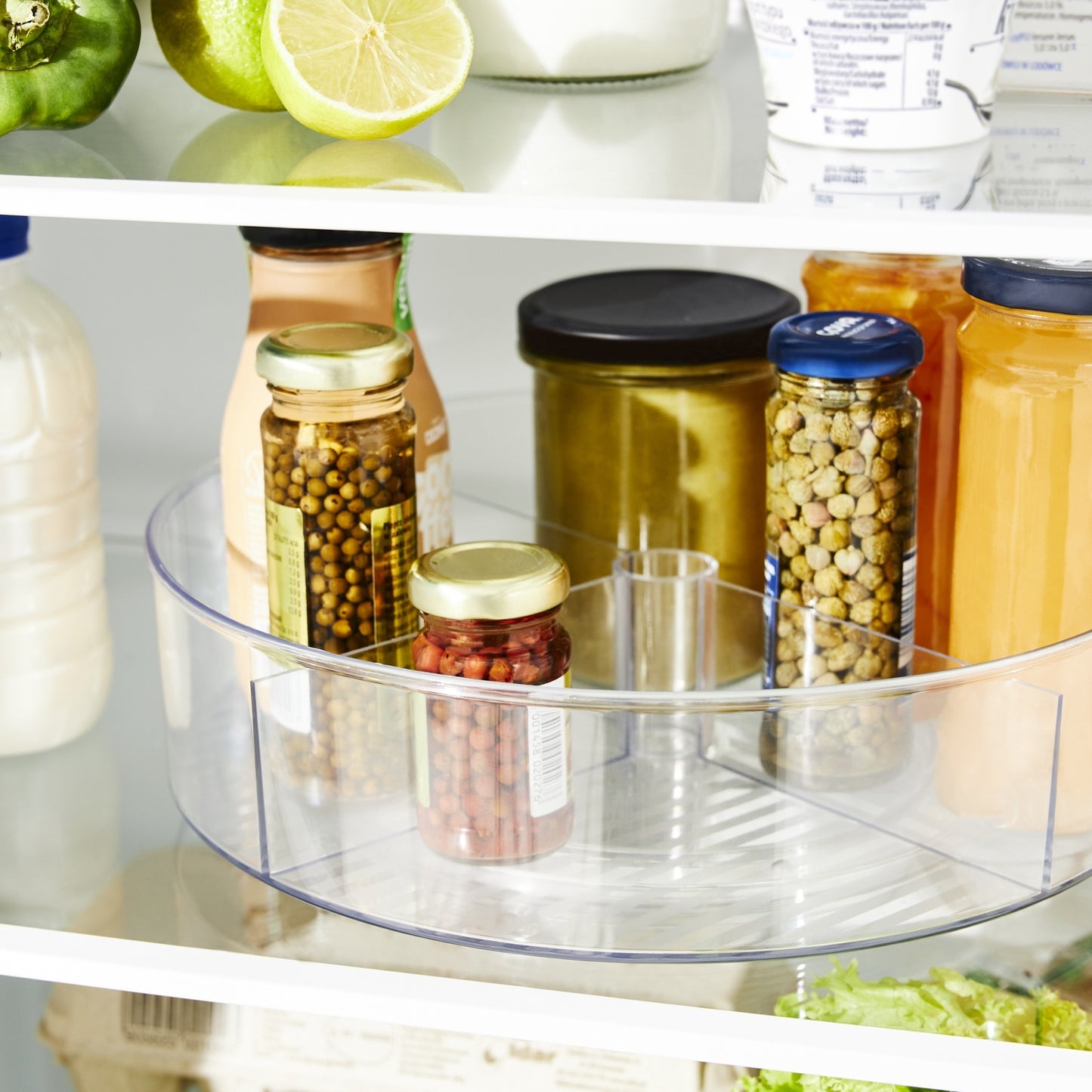 Organizer obrotowy 360° z przegródkami do kuchni, przeźroczysty