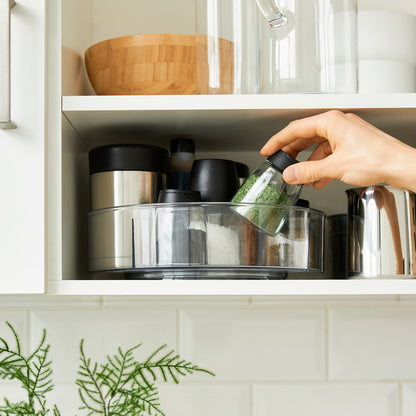 Organizer obrotowy 360° z przegródkami do kuchni, przeźroczysty