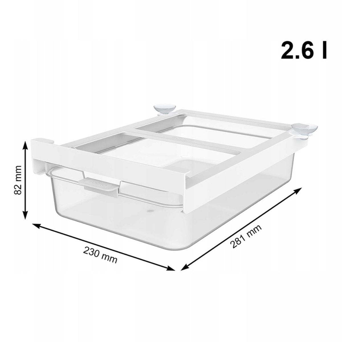 Organizer podwieszany szuflada do lodówki, 2,6l, przeźroczysty