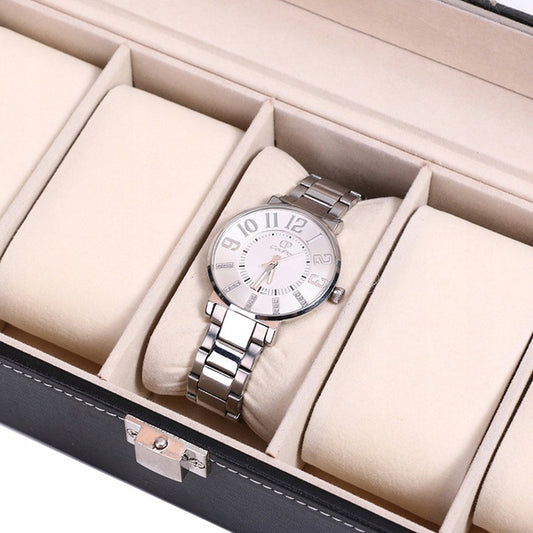 Elegancki organizer na zegarki z poduszkami, na 6 sztuk, czarny