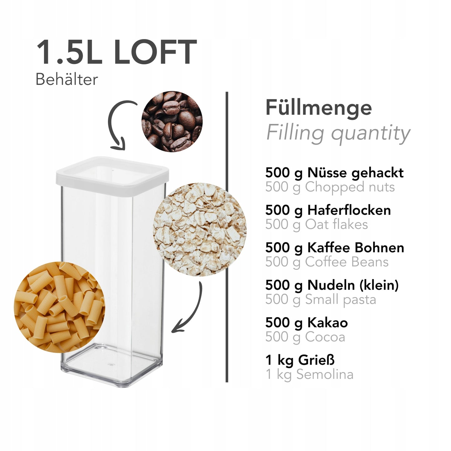 Pojemnik kuchenny na żywność 1,5l, przeźroczysty