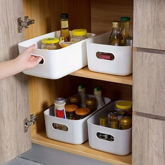 Pojemnik plastikowy z uchwytami do przechowywania, biały