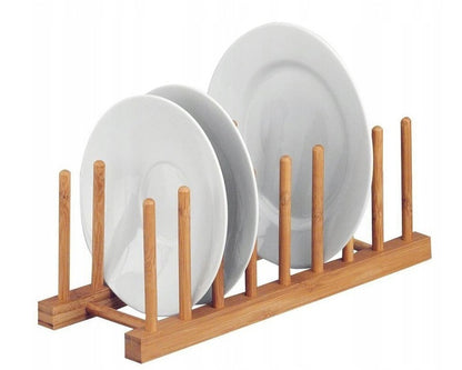 Stojak na pokrywki, talerze, 8 miejsc, bambusowy