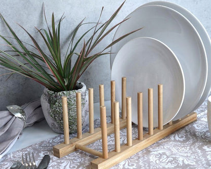 Stojak na pokrywki, talerze, 8 miejsc, bambusowy