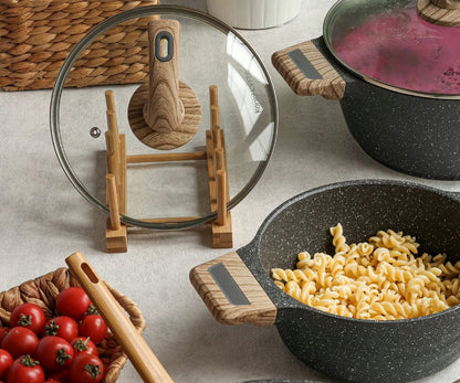 Stojak na pokrywki, talerze, 8 miejsc, bambusowy