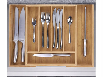 Wkład do szuflady na sztućce regulowany, bambusowy