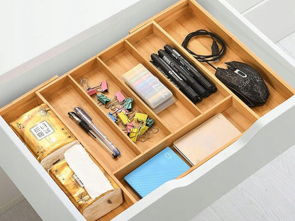 Wkład do szuflady na sztućce regulowany, bambusowy