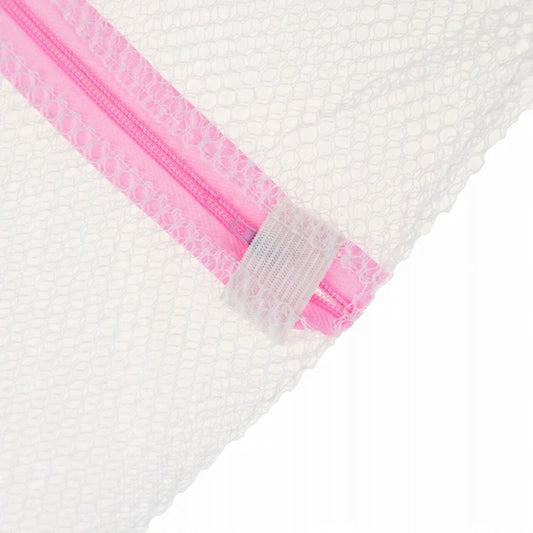 Worek siatka do prania bielizny i ubrań, różowo-biały, 40x50 cm